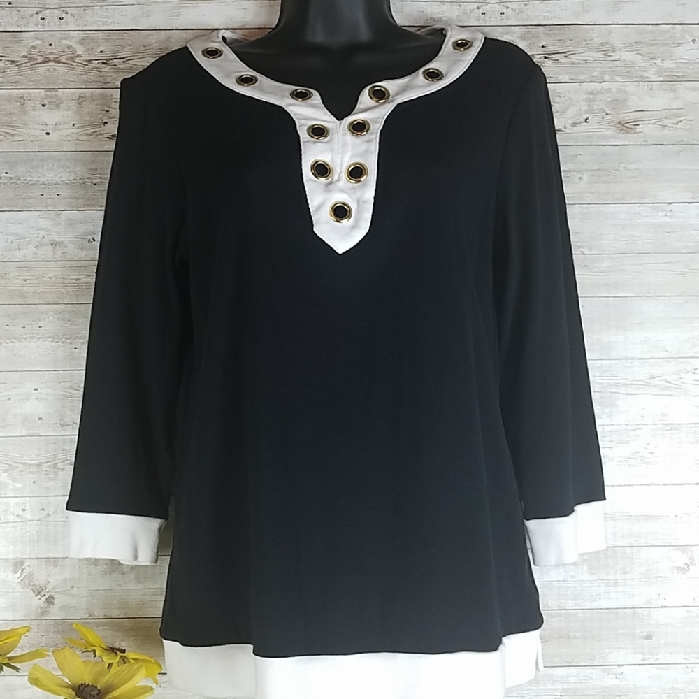 Rafaella, black and white top, Sz M